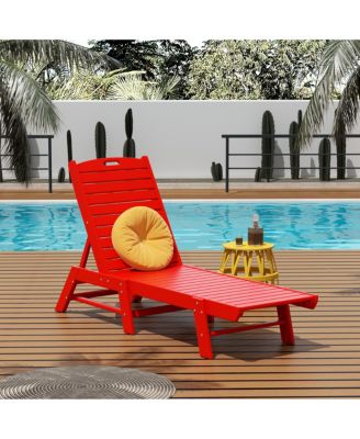 Poly Reclining Outdoor Patio Chaise Lounge Chair Adjustable