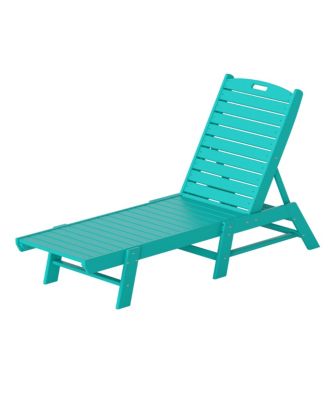 Poly Reclining Outdoor Patio Chaise Lounge Chair Adjustable