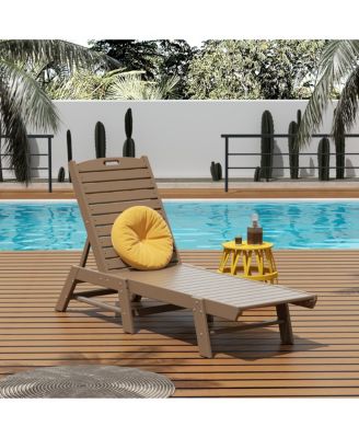 Poly Reclining Outdoor Patio Chaise Lounge Chair Adjustable