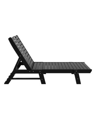 2 Pieces Poly Outdoor Patio Chaise Lounge Chair with Side Table Set