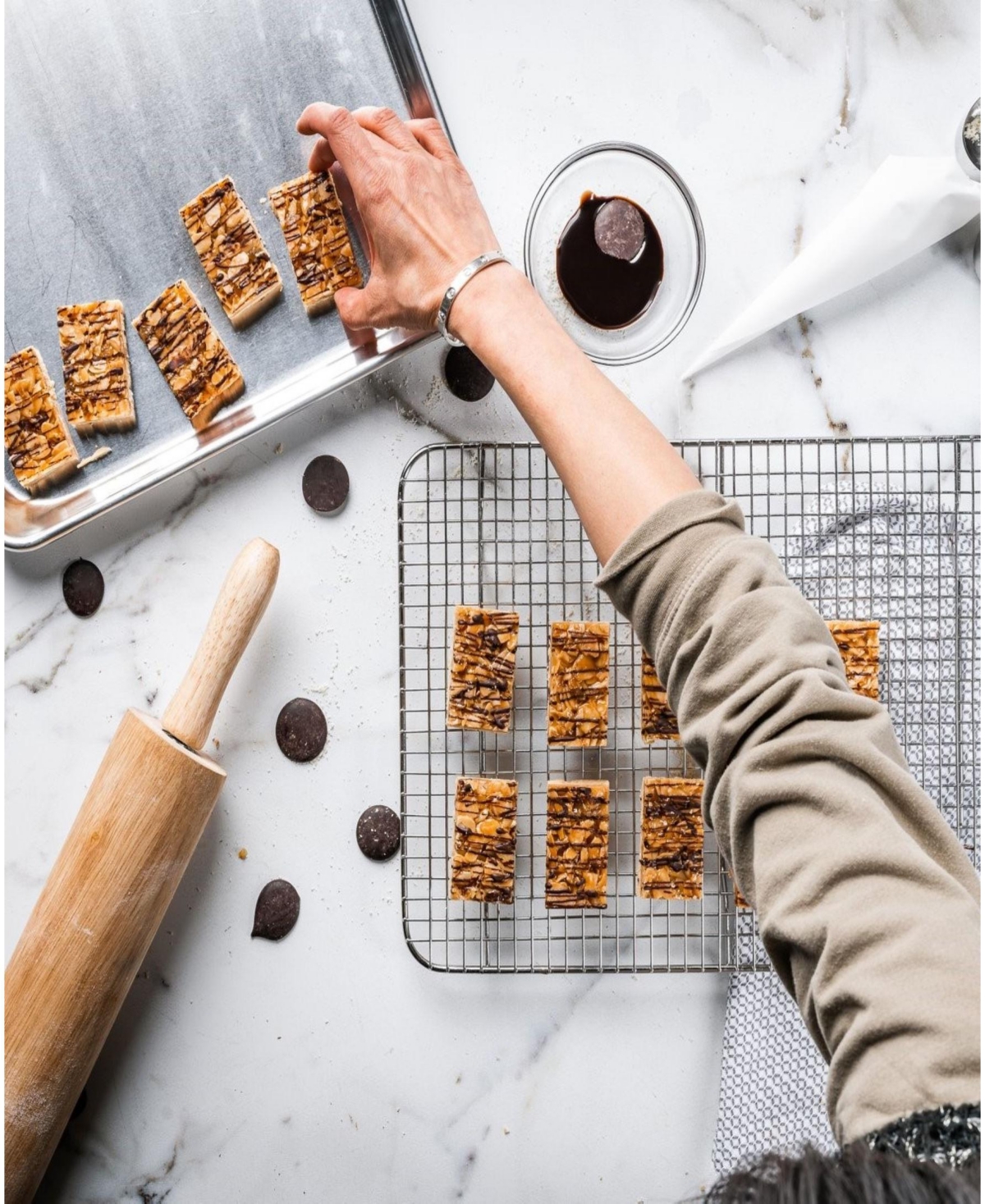 Cuisipro Restaurant Baking Sheet, Cooling Rack Rolling And Rolling Pin Set, 3 Piece In Cooper