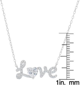 Silver Plated Brass Cubic Zirconia Love Heart Necklace