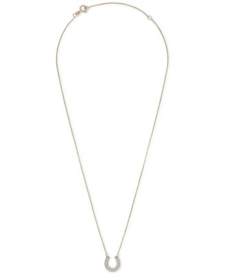 Diamond Horseshoe Pendant Necklace (1/6 ct. t.w.) in 14k White or Yellow Gold, 17" + 2" extender, Created for Macy's