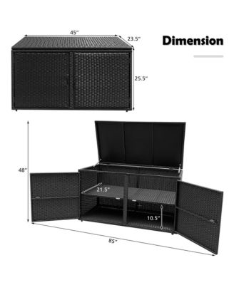 88 Gallon Garden Patio Rattan Storage Container Box Bin Shelf