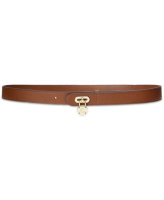 Lauren Ralph Lauren Women's Leather Padlock Skinny Belt - Macy's