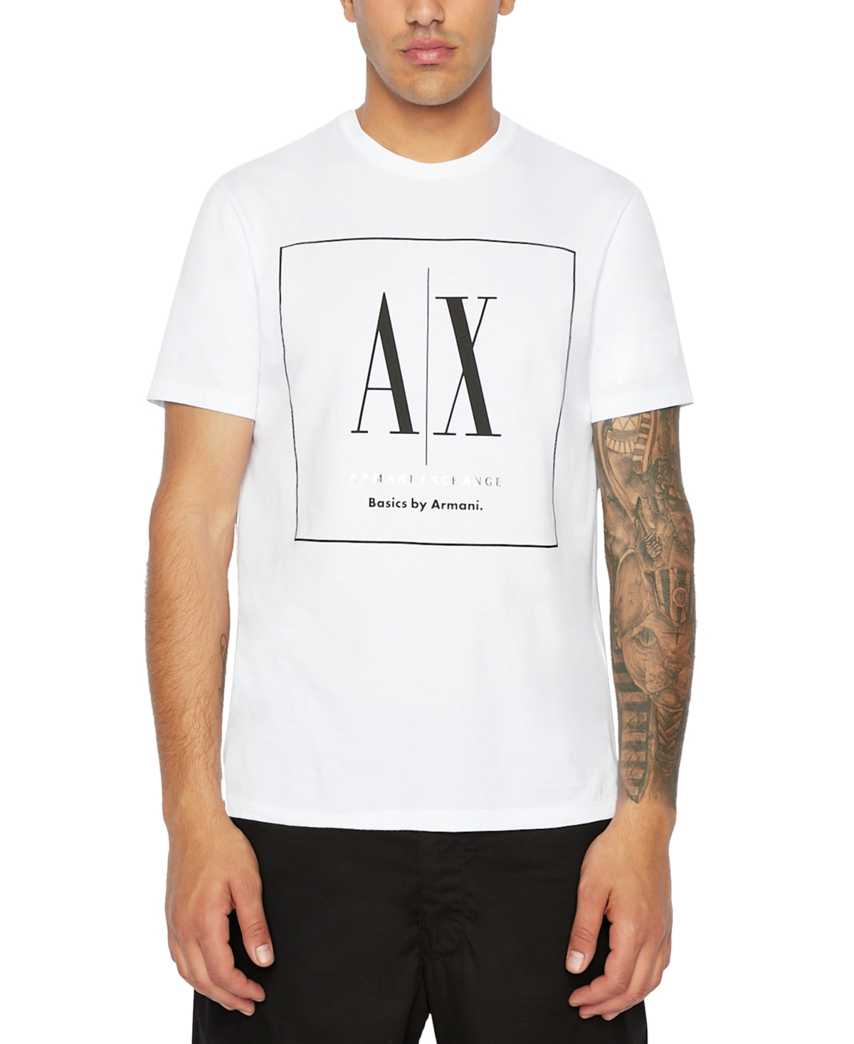 A X Armani Exchange Men's Basics By Armani Box Logo Graphic T-shirt In White