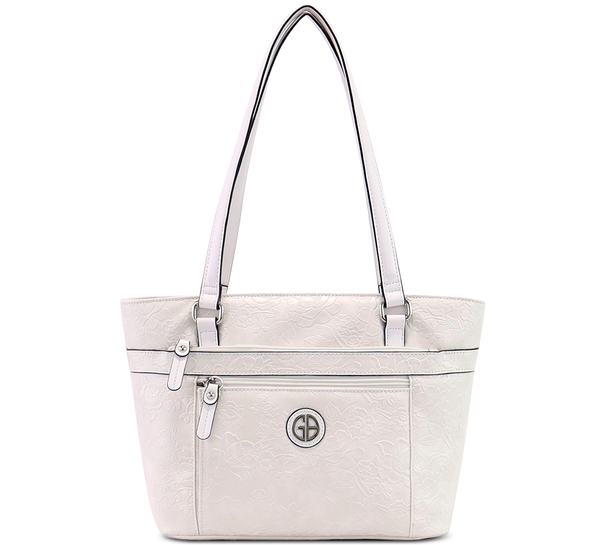 Giani Bernini Faux Leather Tooling Tote, Created For Macy's In Ivory