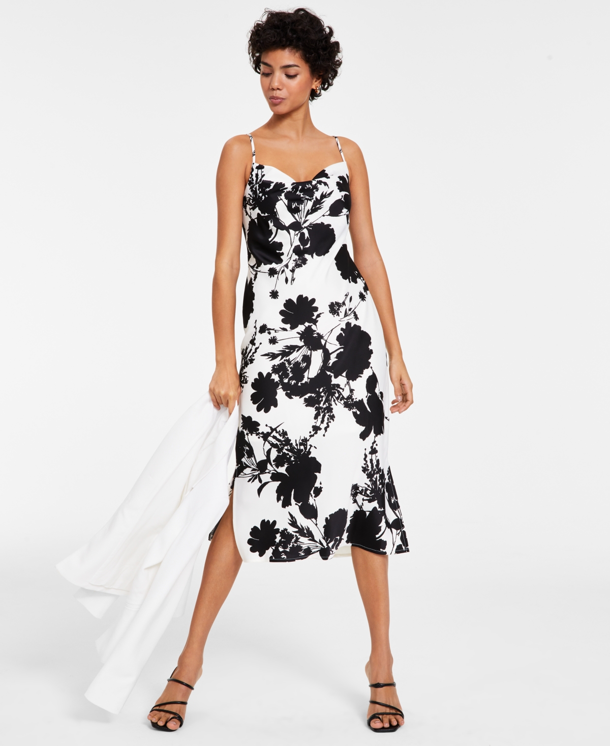 Bar Iii Women's Floral-print Drape-neck Dress, Created For Macy's
