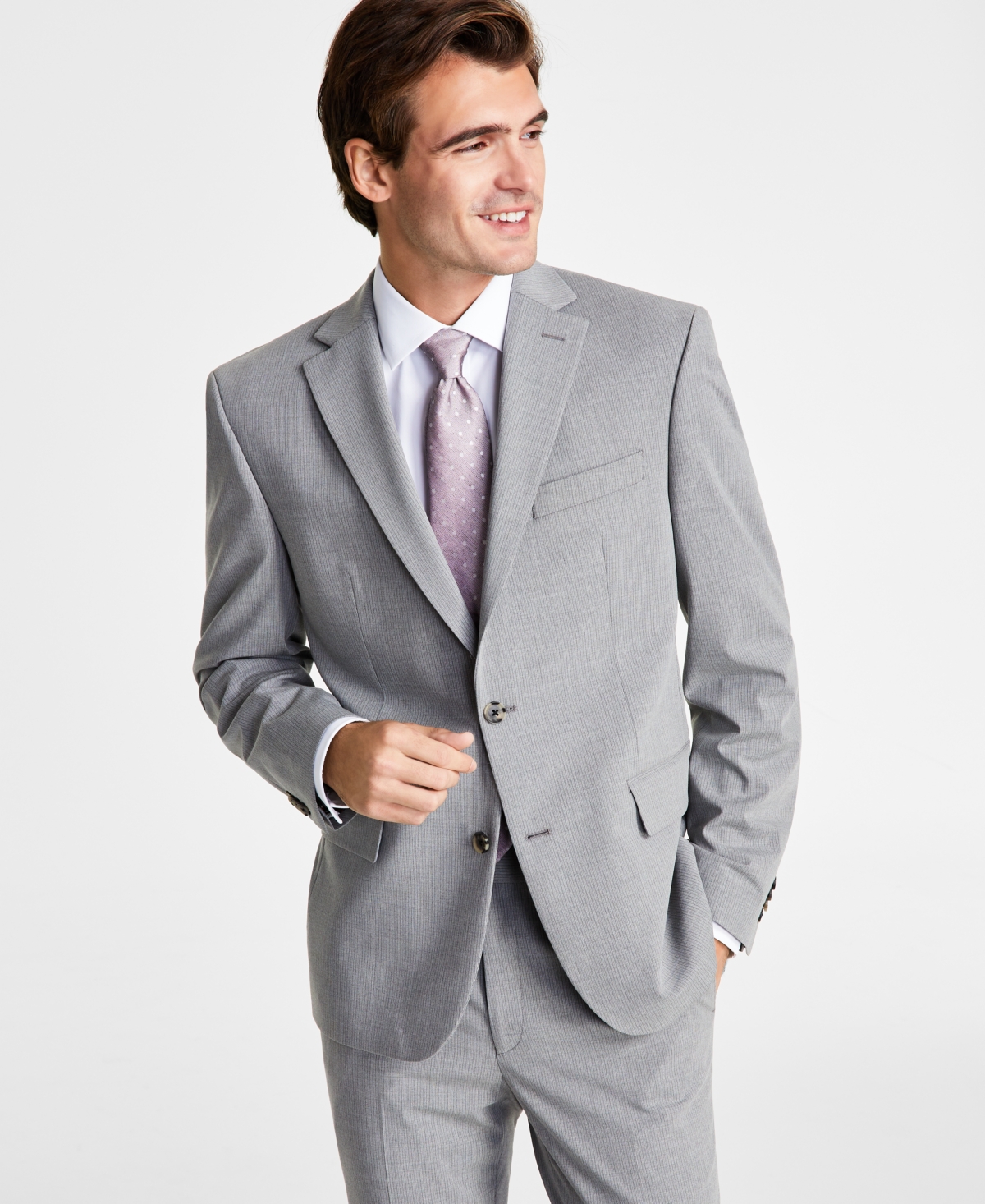Ben Sherman Men's Skinny-fit Stretch Suit Jacket In Grey,white Pinstripe