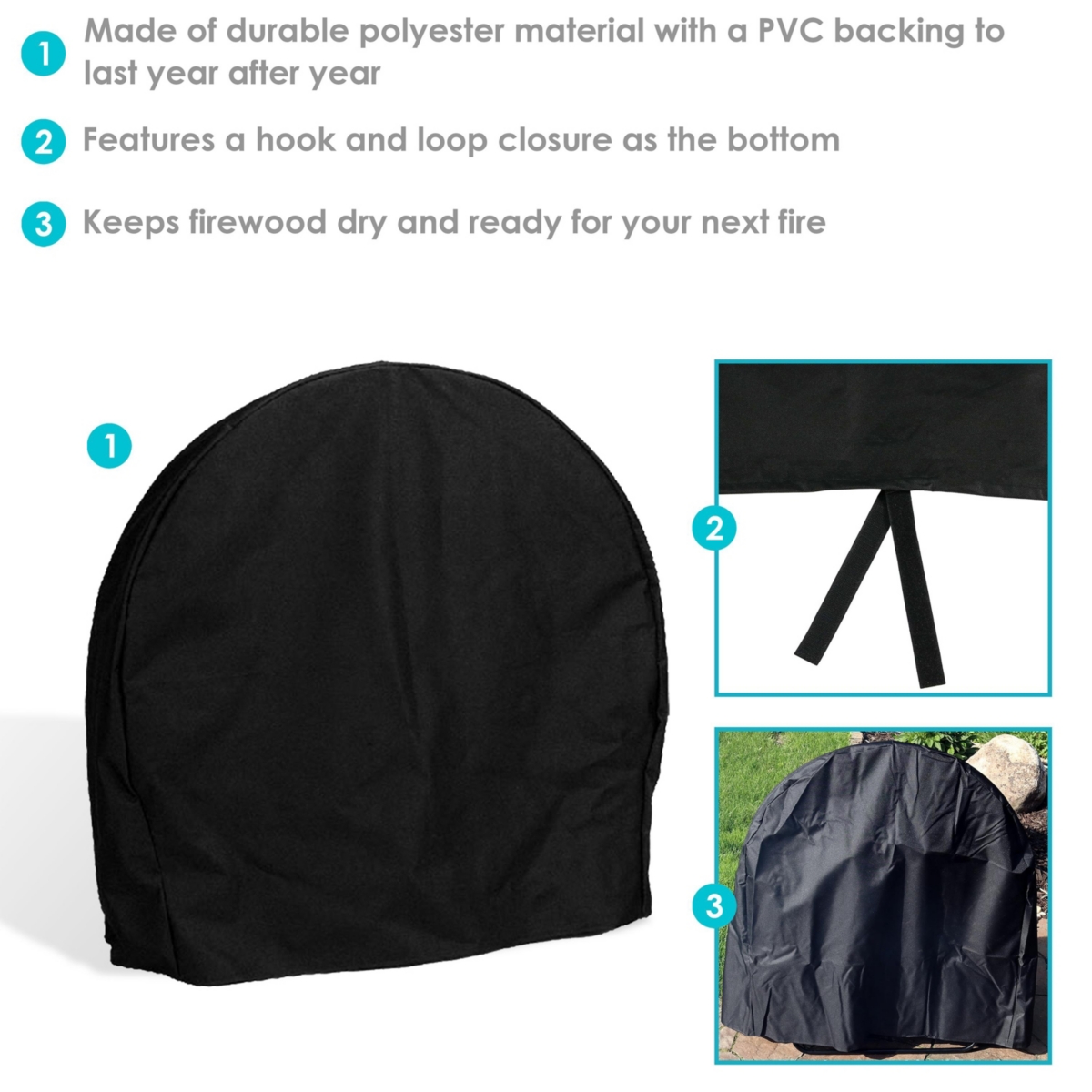 Outdoor Weather-Resistant Durable Polyester with Pvc Backing Firewood Log Hoop Cover