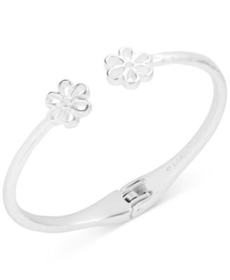 Lucky Brand - Silver-Tone Flower Cuff Bangle Bracelet