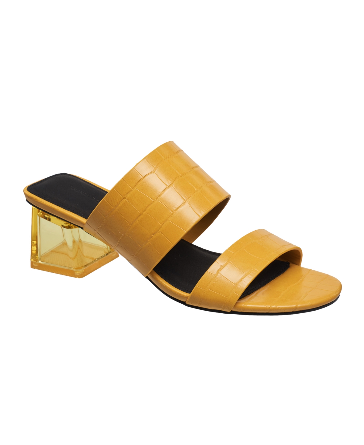 Shop French Connection Women's Slide On Block Heel Sandals In Yellow