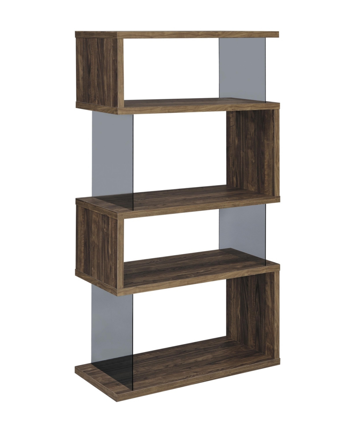 Coaster Home Furnishings 63" Glass 4-shelf Bookcase With Glass Panels In Aged Walnut