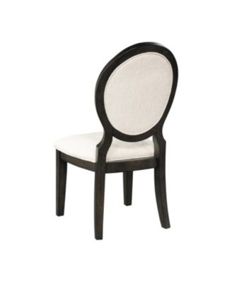 2-Piece Asian Hardwood Twyla Upholstered with Oval Back Dining Chairs Set