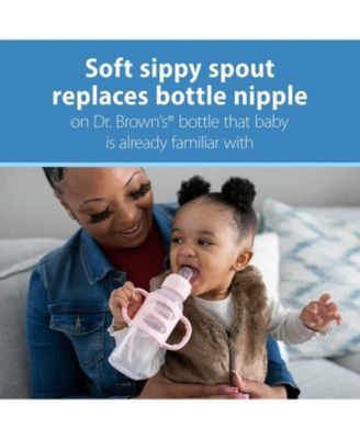 Baby Narrow Sippy Baby Bottle with 100% Silicone Handles, 8oz, Pink