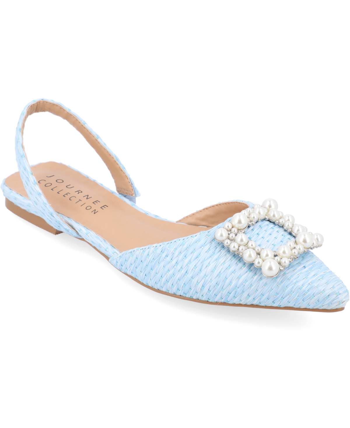 Shop Journee Collection Women's Hannae Embellished Flats In Blue