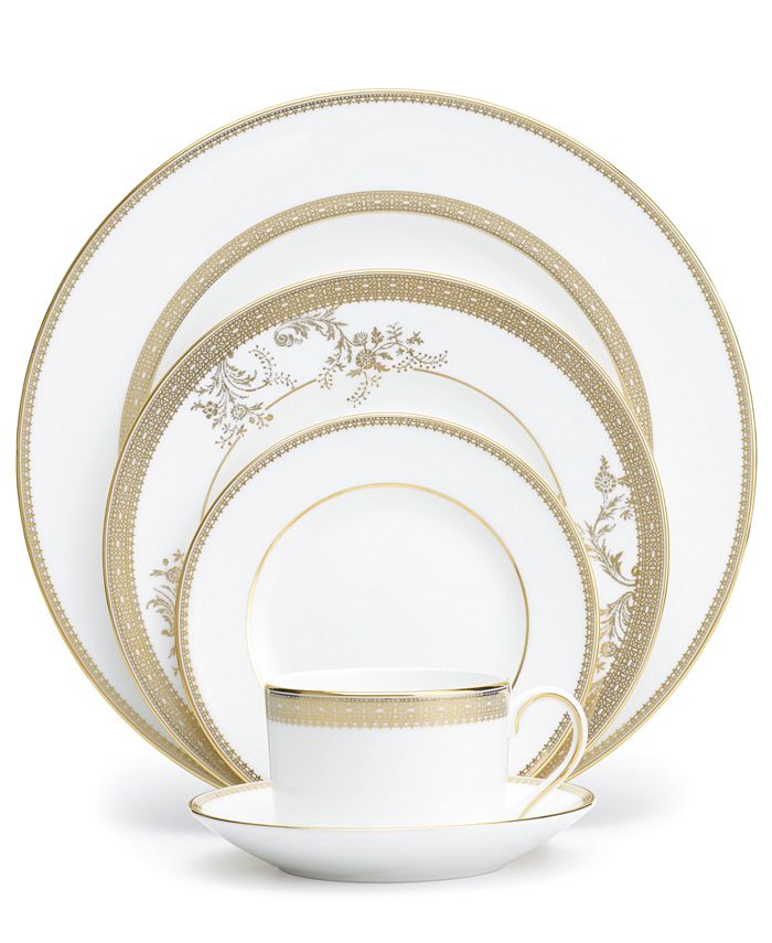 undefined | Vera Wang Wedgwood Dinnerware, Lace Gold 5 Piece Place Setting