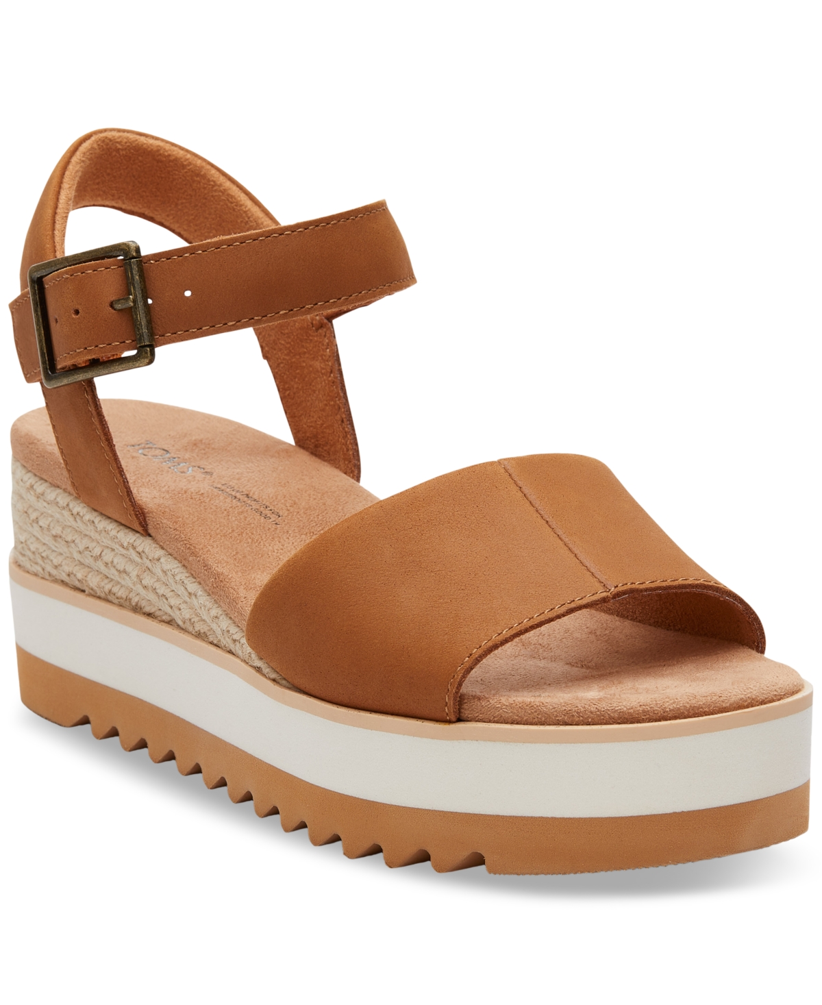 Shop Toms Women's Diana Flatform Wedge Sandals In Tan Leather
