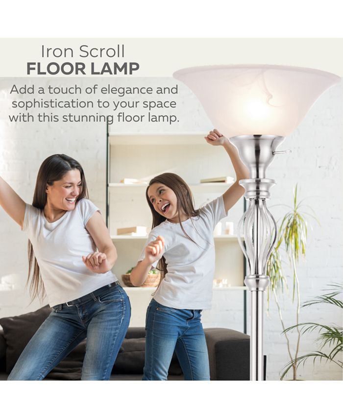 LIGHTACCENTS Traditional Iron Scrollwork Standing Lamp Pole Light With