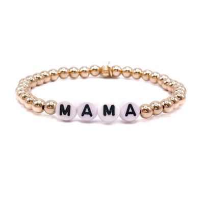 Non-Tarnishing Gold filled, 5mm Gold Ball "Mama" Stretch Bracelet