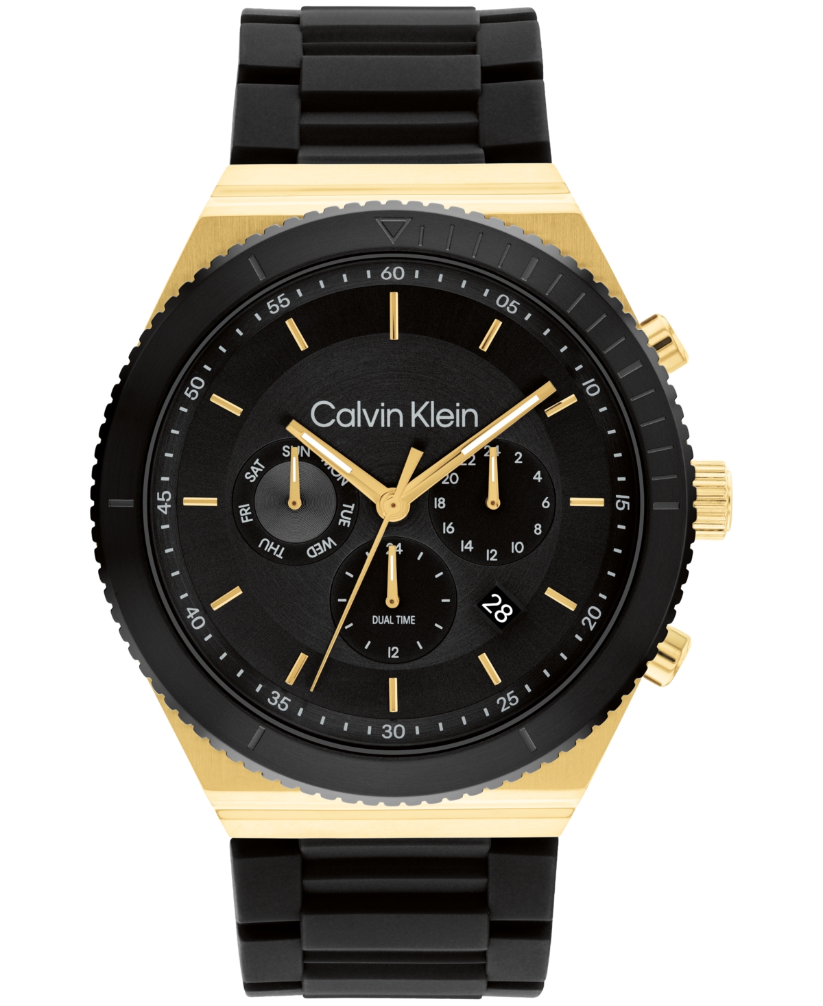 Calvin Klein Men's Black Silicone Strap Watch 44.5mm