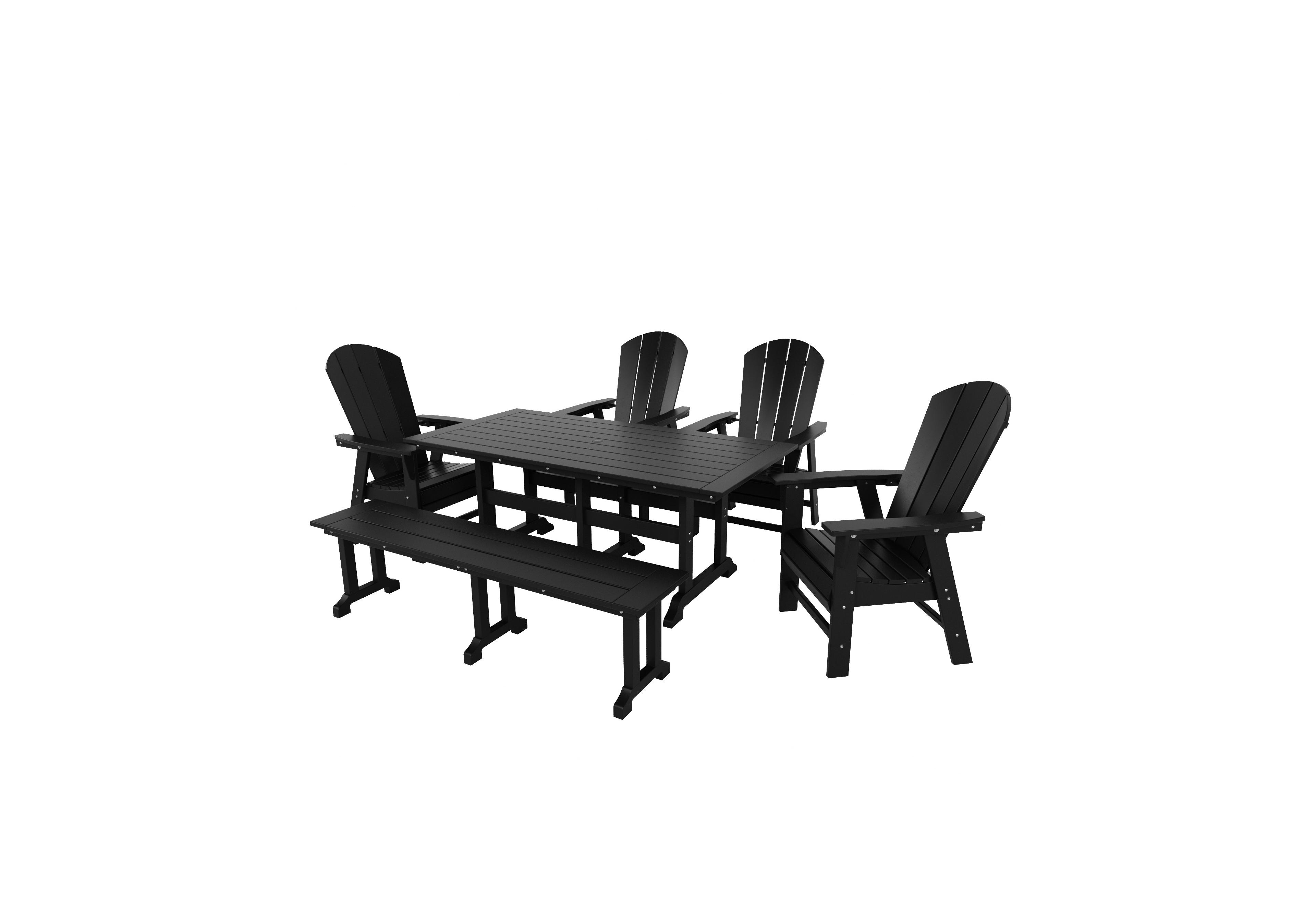 WestinTrends 6 Piece Outdoor Patio Dining Table and Armchair Bench Set