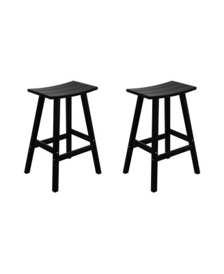 Outdoor Patio Adirondack Bar Height Stool Saddle Seat Chair Set of 2