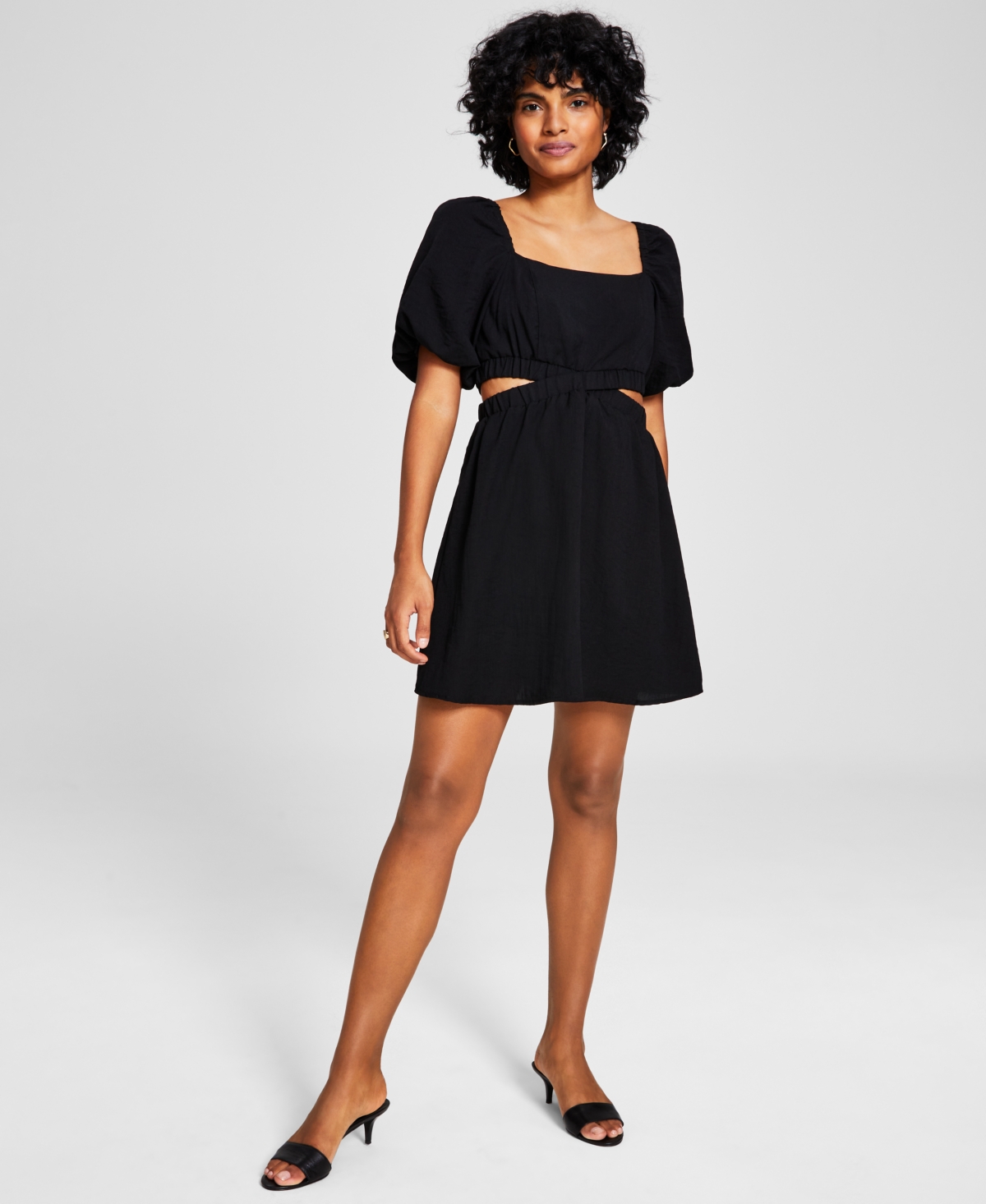 AND NOW THIS WOMEN'S PUFF-SLEEVE CUTOUT DRESS