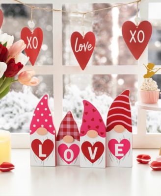 11" L Valentine's LOVE Wooden Gnome Table Decor
