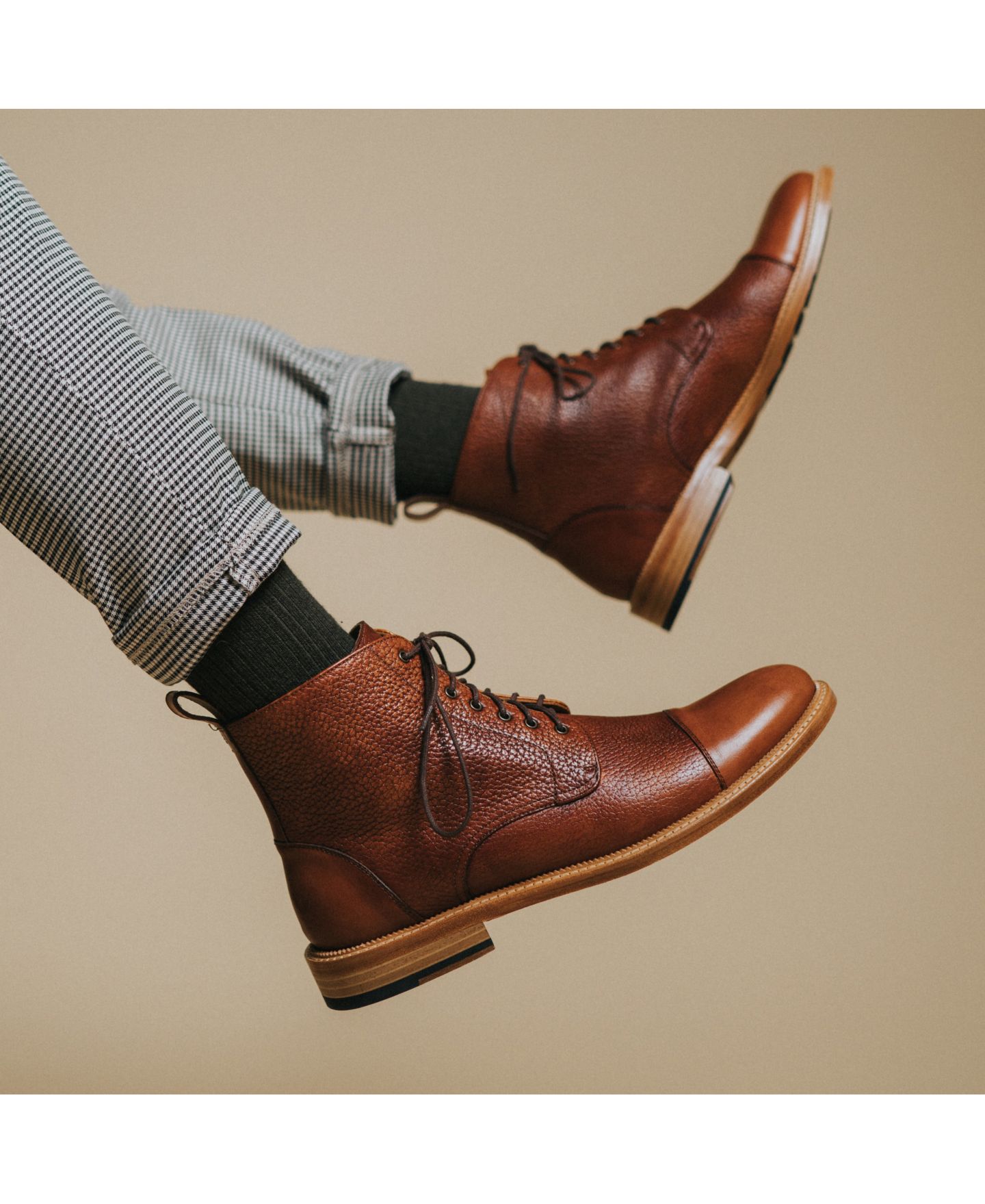 Мужские ботинки Taft Rome Full-grain Leather Cap Toe Dress Boots, цвет: Коричневый — фото 6
