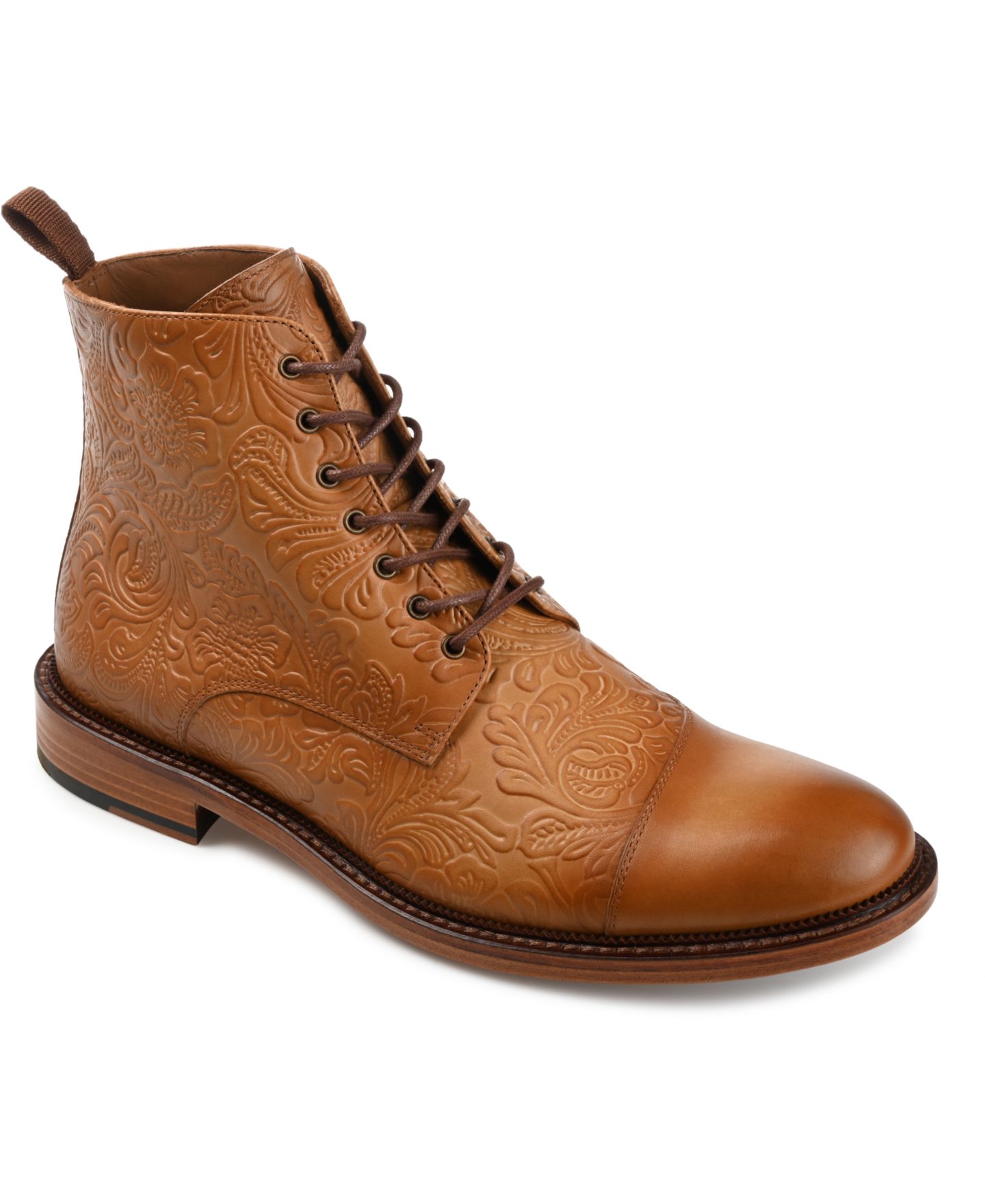 Мужские ботинки Taft Paris Floral Embossed Leather Dress Boots, цвет: Медовый с принтом — фото 1