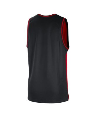 Men's Red, Black Chicago Bulls Courtside Versus Force Split DNA Performance Mesh Tank Top