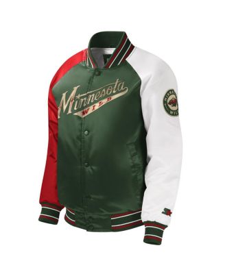 Big Boys, Girls and Green Minnesota Wild Raglan Full-Snap Varsity Jacket