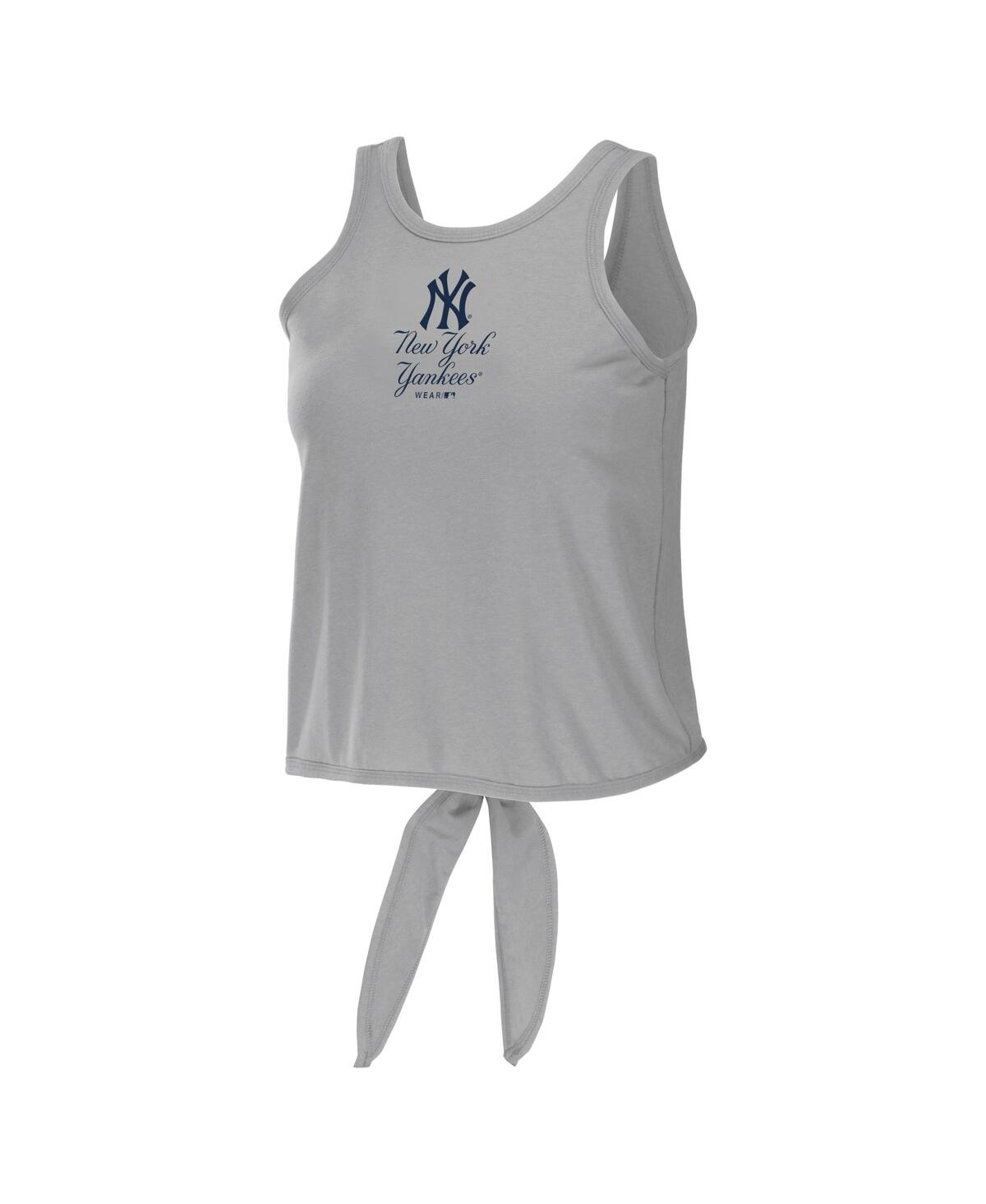 Shop Wear By Erin Andrews Women's  Gray New York Yankees Open Back Twist Tie Tank Top