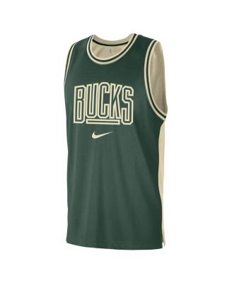 Men's Hunter Green, Cream Milwaukee Bucks Courtside Versus Force Split DNA Performance Mesh Tank Top