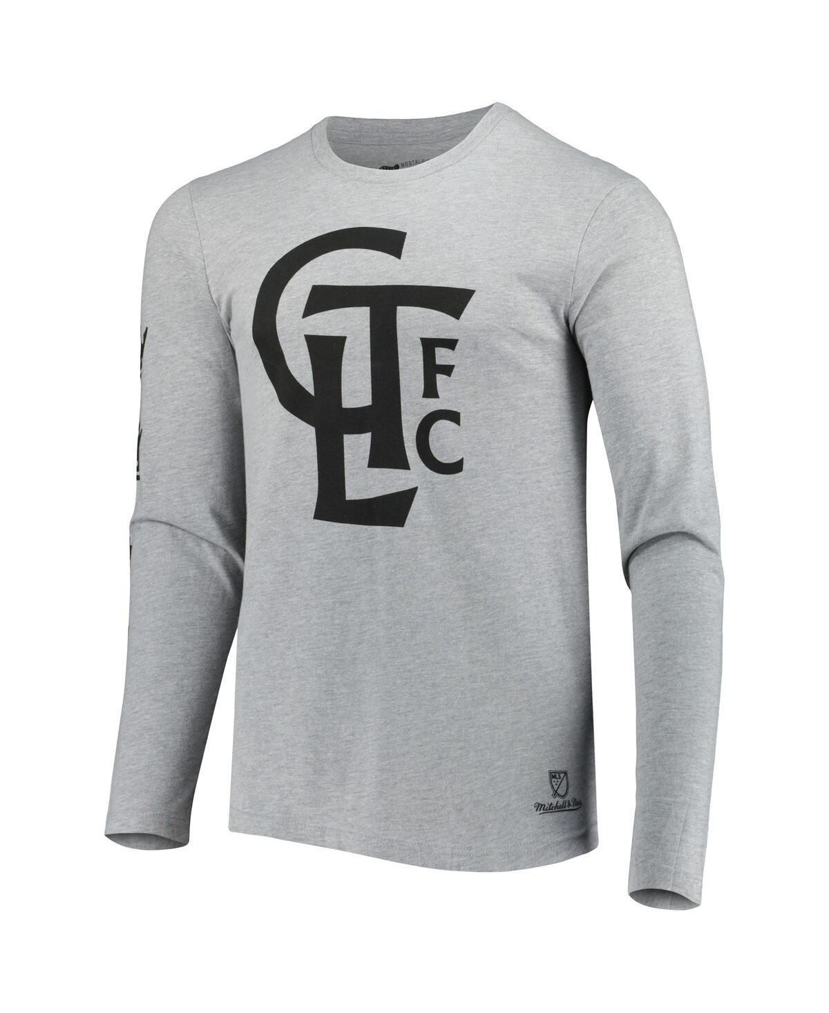 Mitchell & Ness Men's  Heathered Gray Charlotte Fc Logo Long Sleeve T-shirt In Heathered Gray