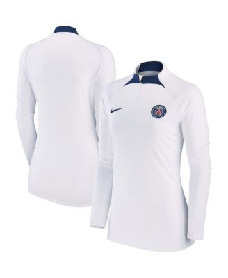 Women's White Paris Saint-Germain Strike Drill Raglan Performance Quarter-Zip Top