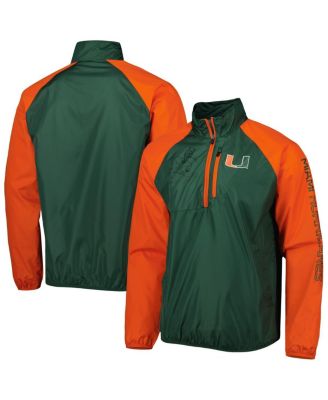 Men's Green Miami Hurricanes Point Guard Raglan Half-Zip Jacket