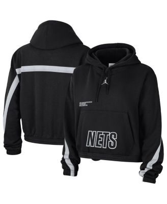 Women's Black Brooklyn Nets Courtside Statement Edition Pullover Hoodie