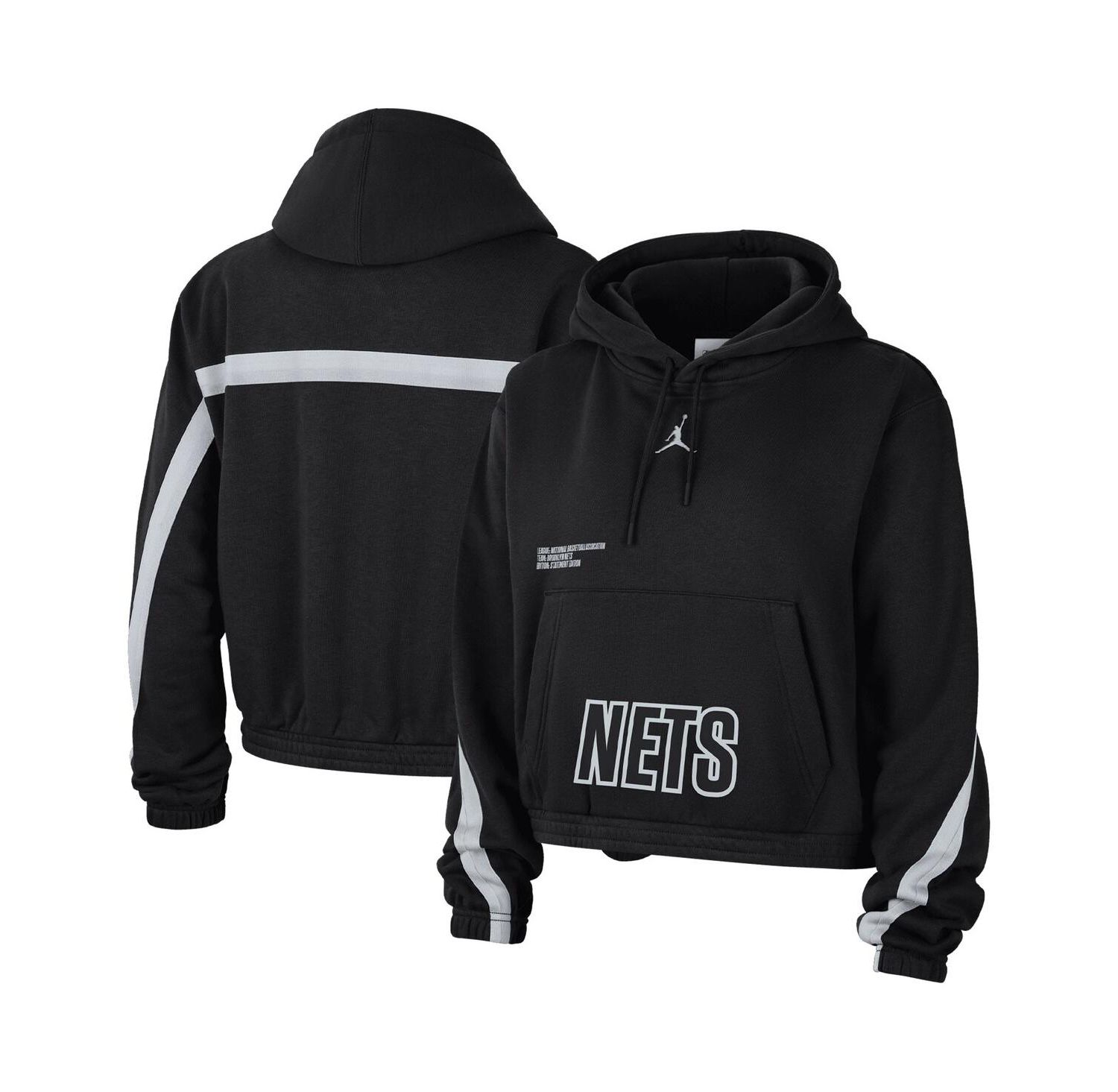 Women's Black Brooklyn Nets Courtside Statement Edition Pullover Hoodie