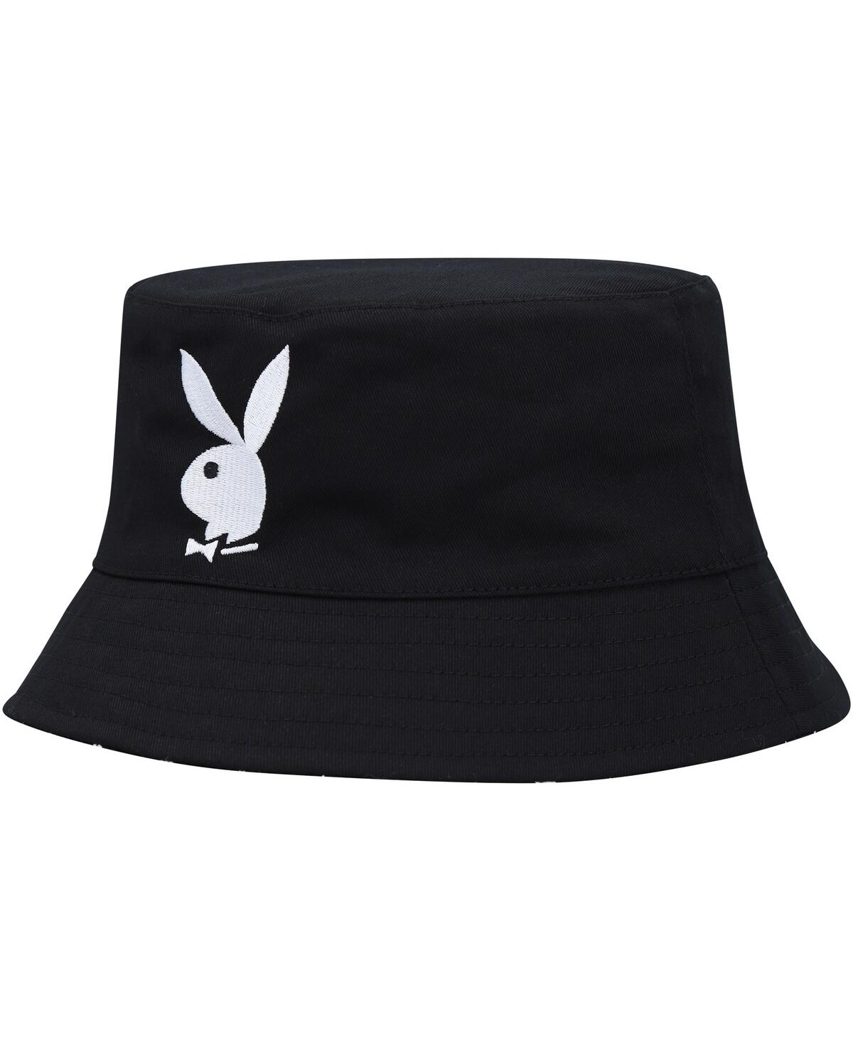 Men's Playboy Black Reversible Bucket Hat - Black