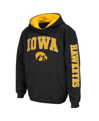 Youth Boys Black Iowa Hawkeyes 2-Hit Team Pullover Hoodie