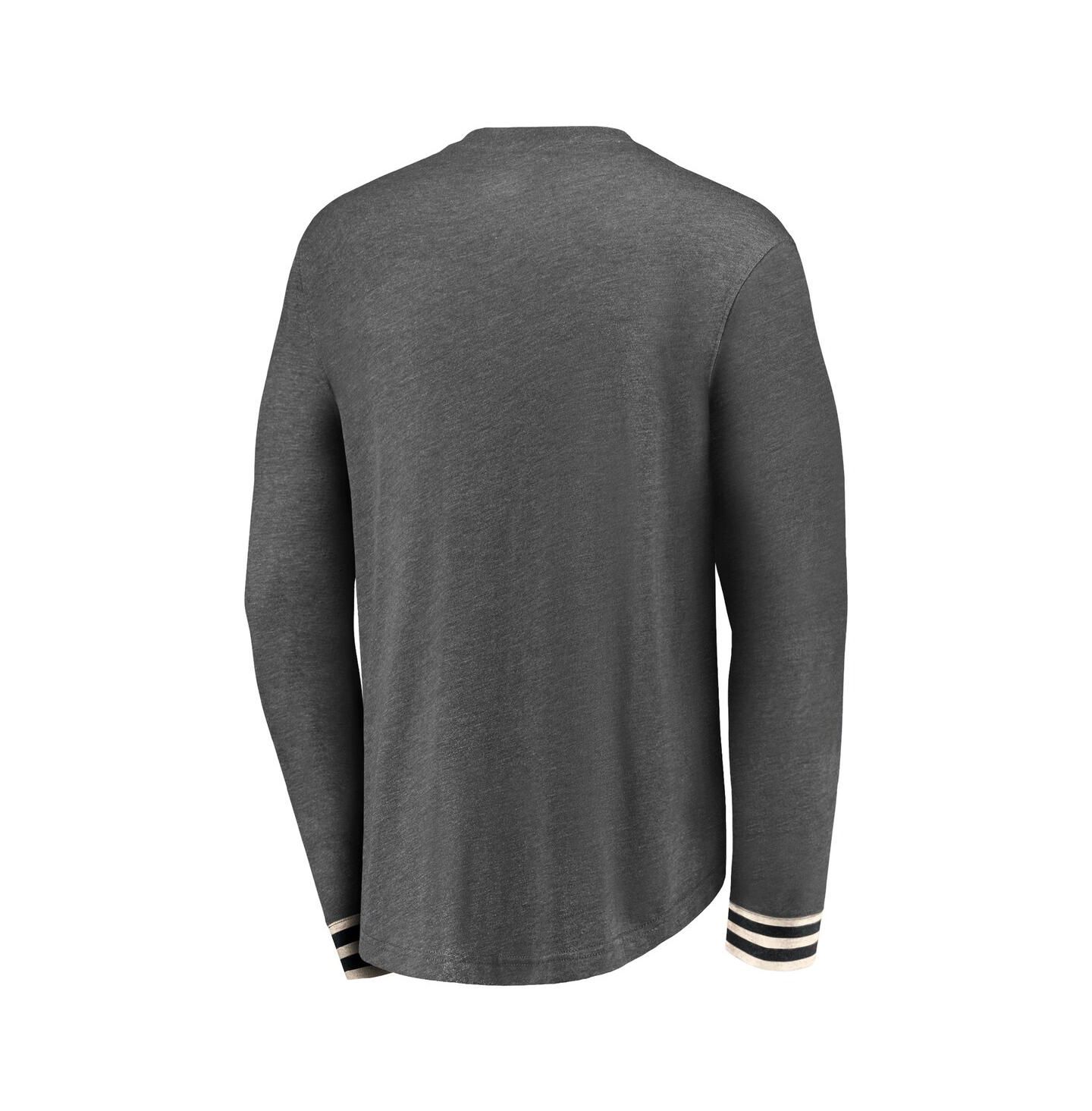 Мужская футболка Fanatics Heathered Charcoal Arizona Coyotes True Classics Henley Long Sleeve — фото 4