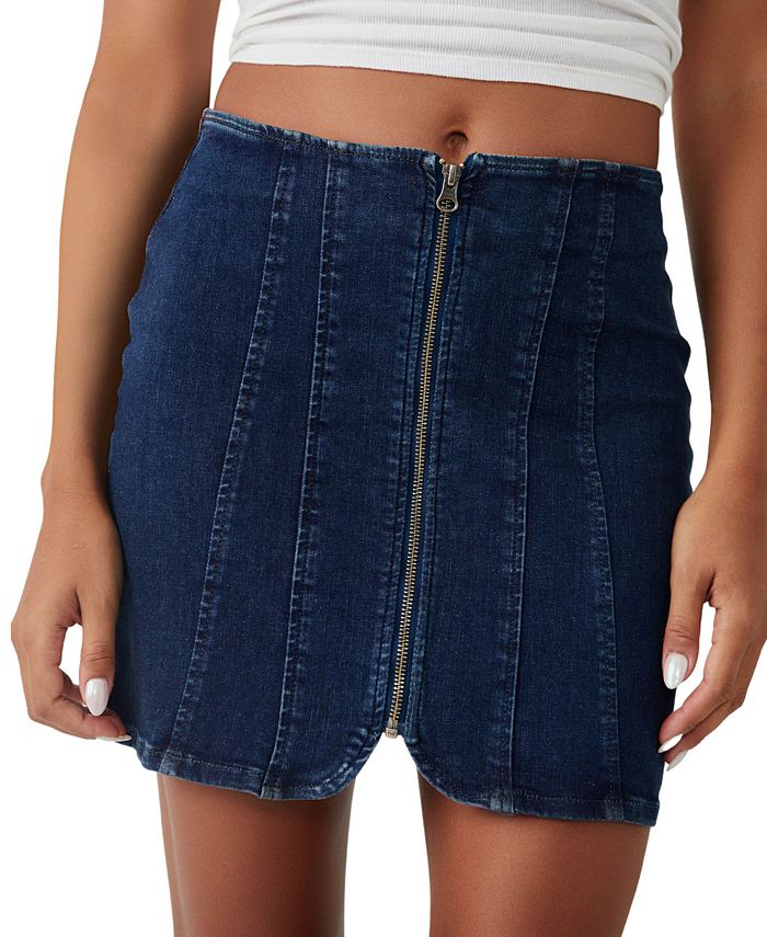 Free People Women's Layla Denim Zip-Front Mini Skirt - Macy's