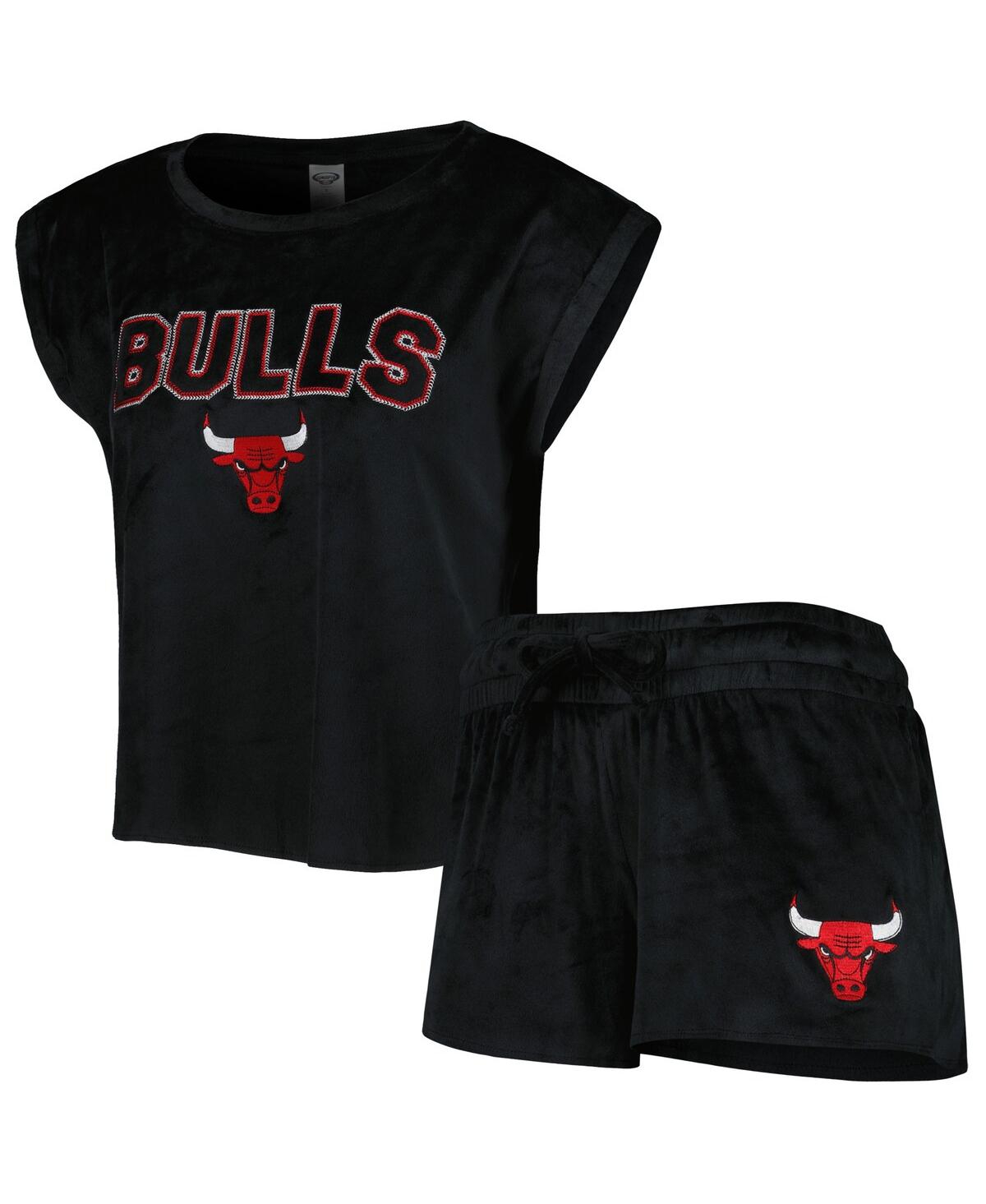 Women's Concepts Sport Black Chicago Bulls Intermission T-shirt and Shorts Sleep Set - Black