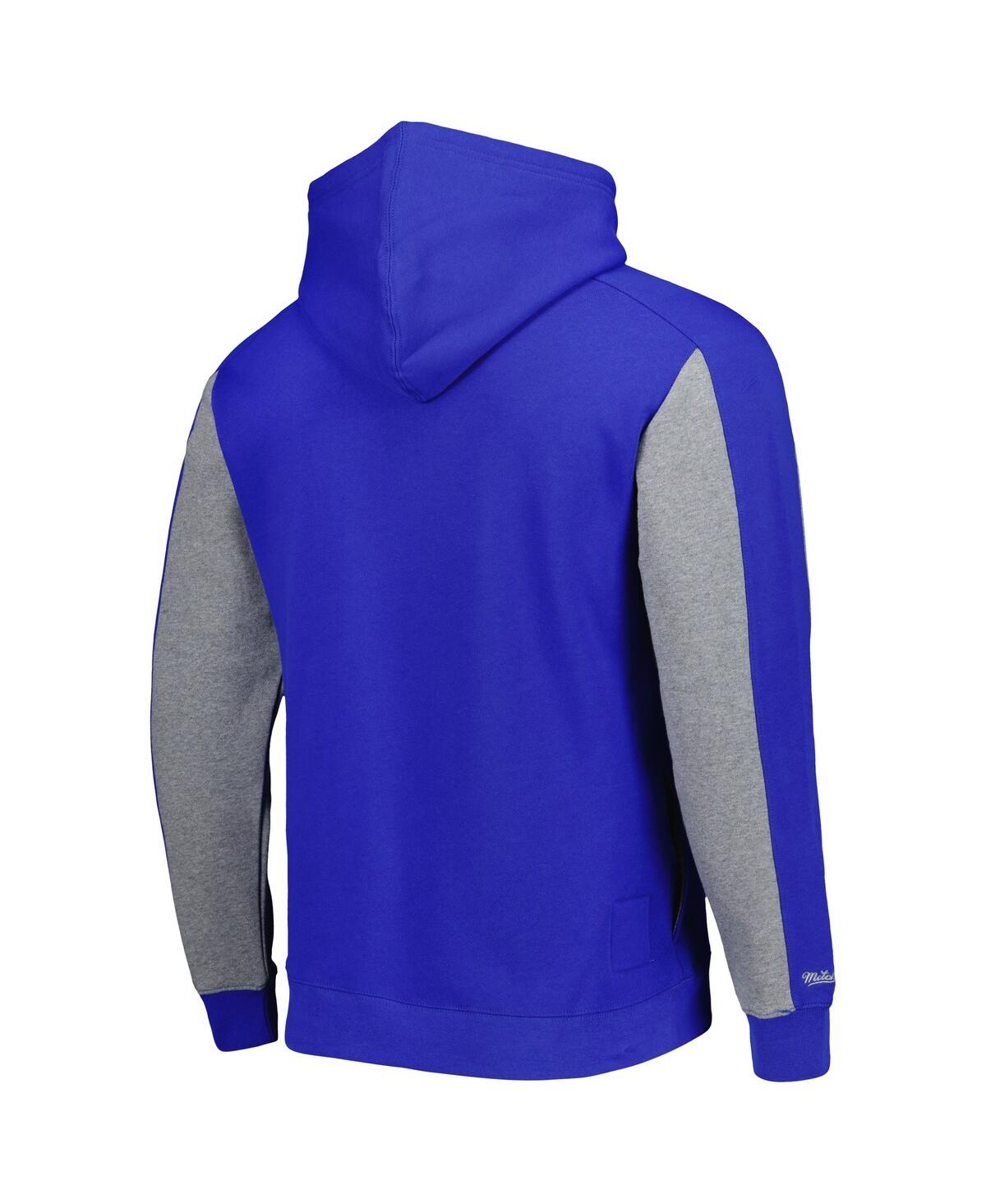 Men's Mitchell & Ness Heather Gray Los Angeles Dodgers Colorblocked Fleece Pullover Hoodie - Heather Gray