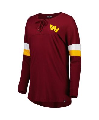 Women's Burgundy Washington Commanders Athletic Varsity Lace-Up Long Sleeve T-shirt