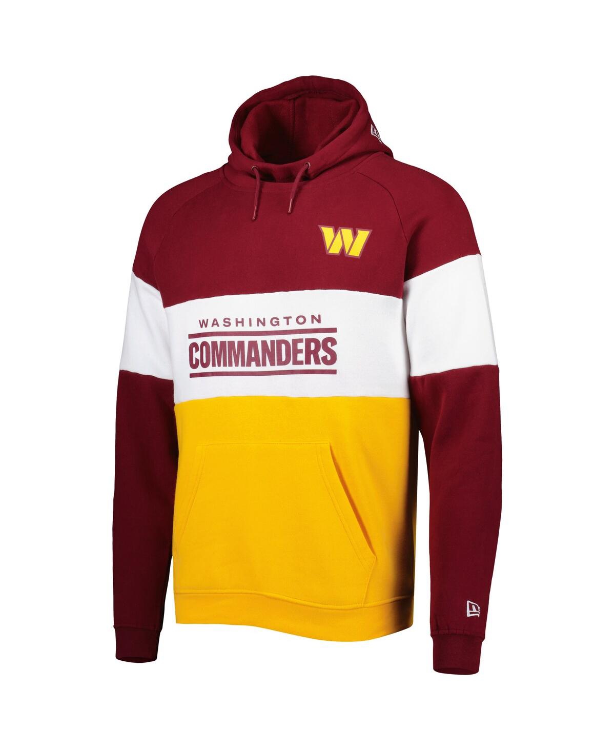 Men's New EraWashington Commanders Colorblock Current Pullover Hoodie - Gold
