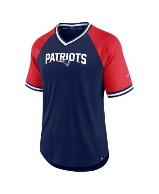 Men's Navy, Red New England Patriots Second Wind Raglan V-Neck T-shirt