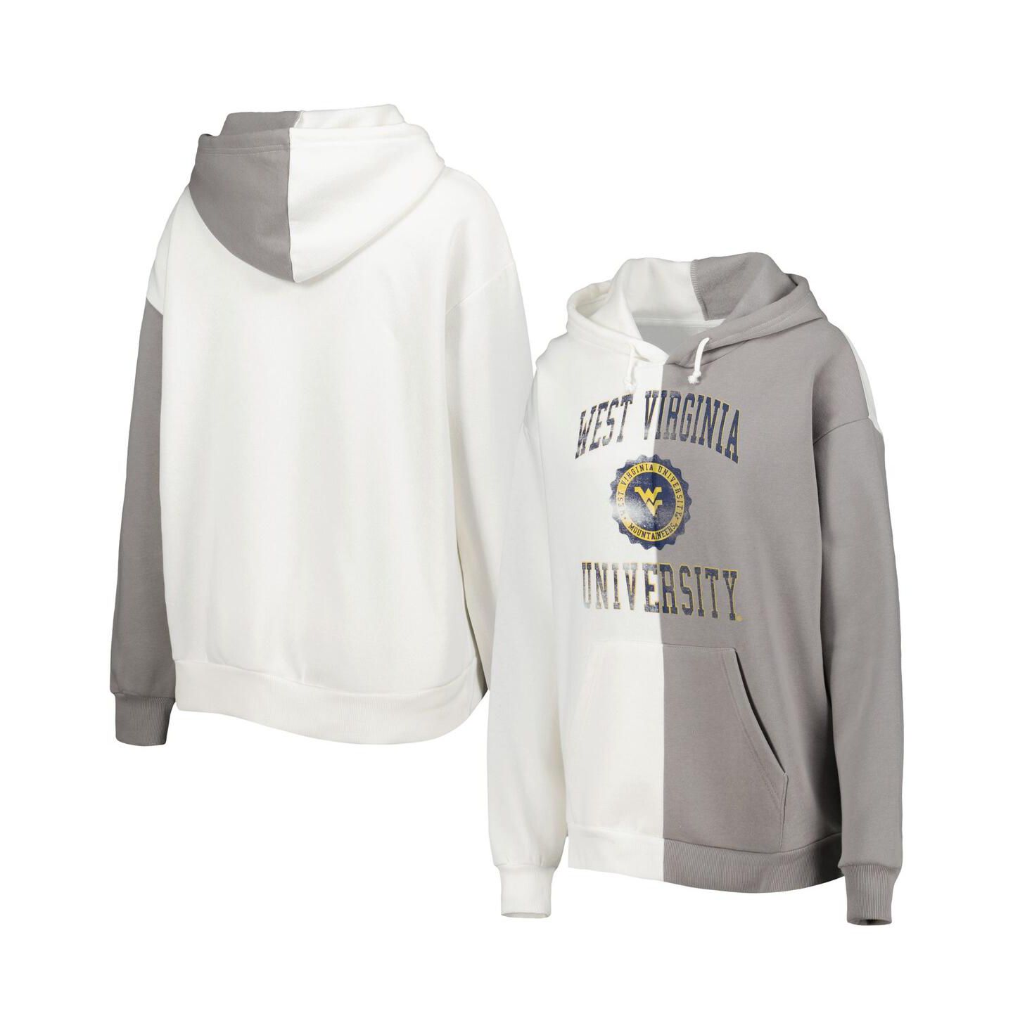 Женское худи Gameday Couture Gray, White West Virginia Mountaineers Split Pullover — фото 1